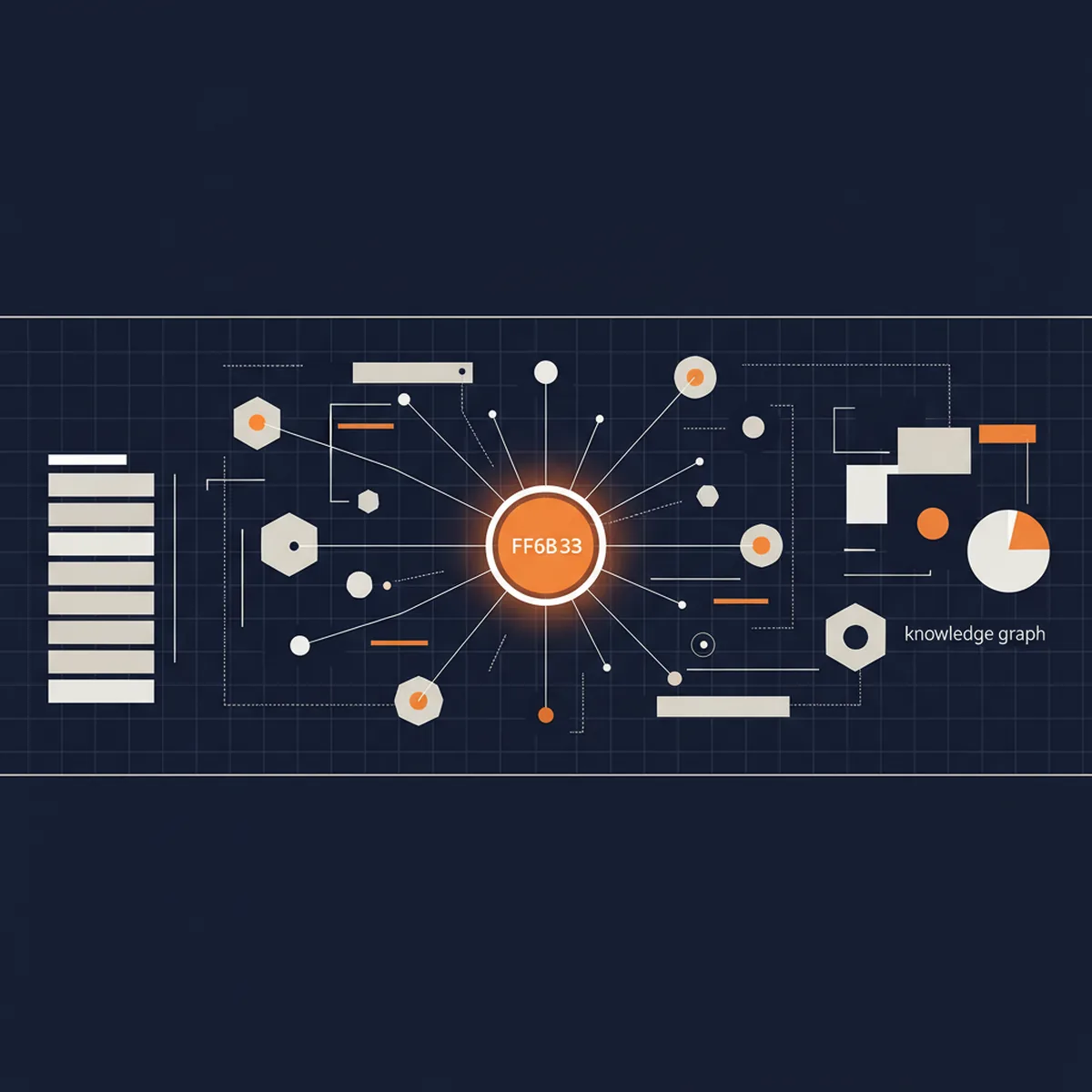 A high-tech digital interface showing AI-driven search results and semantic content connections.