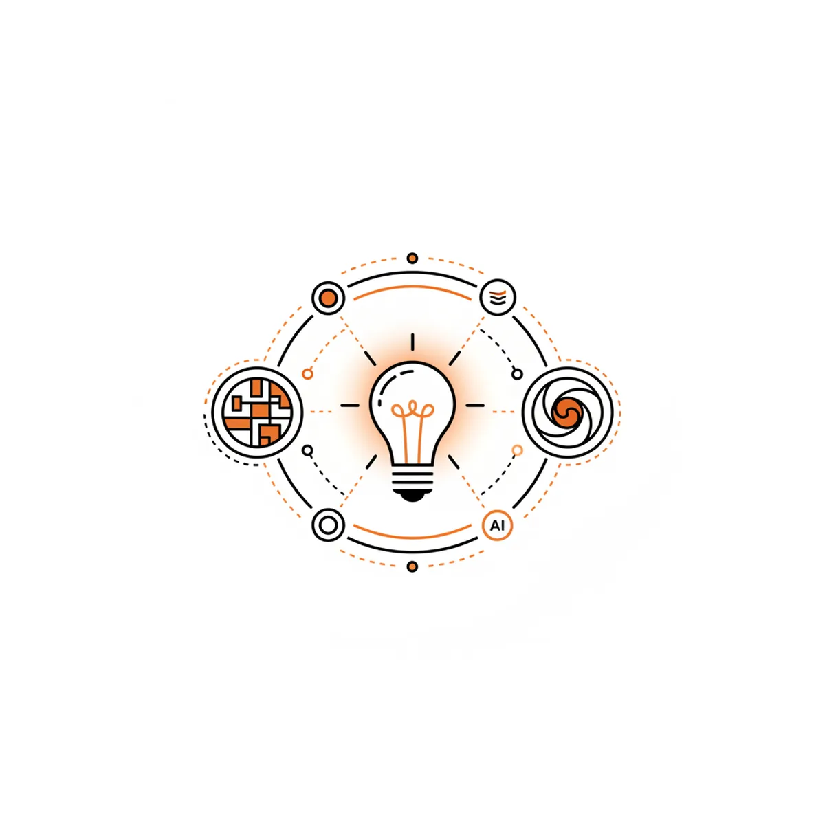 A minimalist illustration of an AI interface providing a clear answer from a structured database.