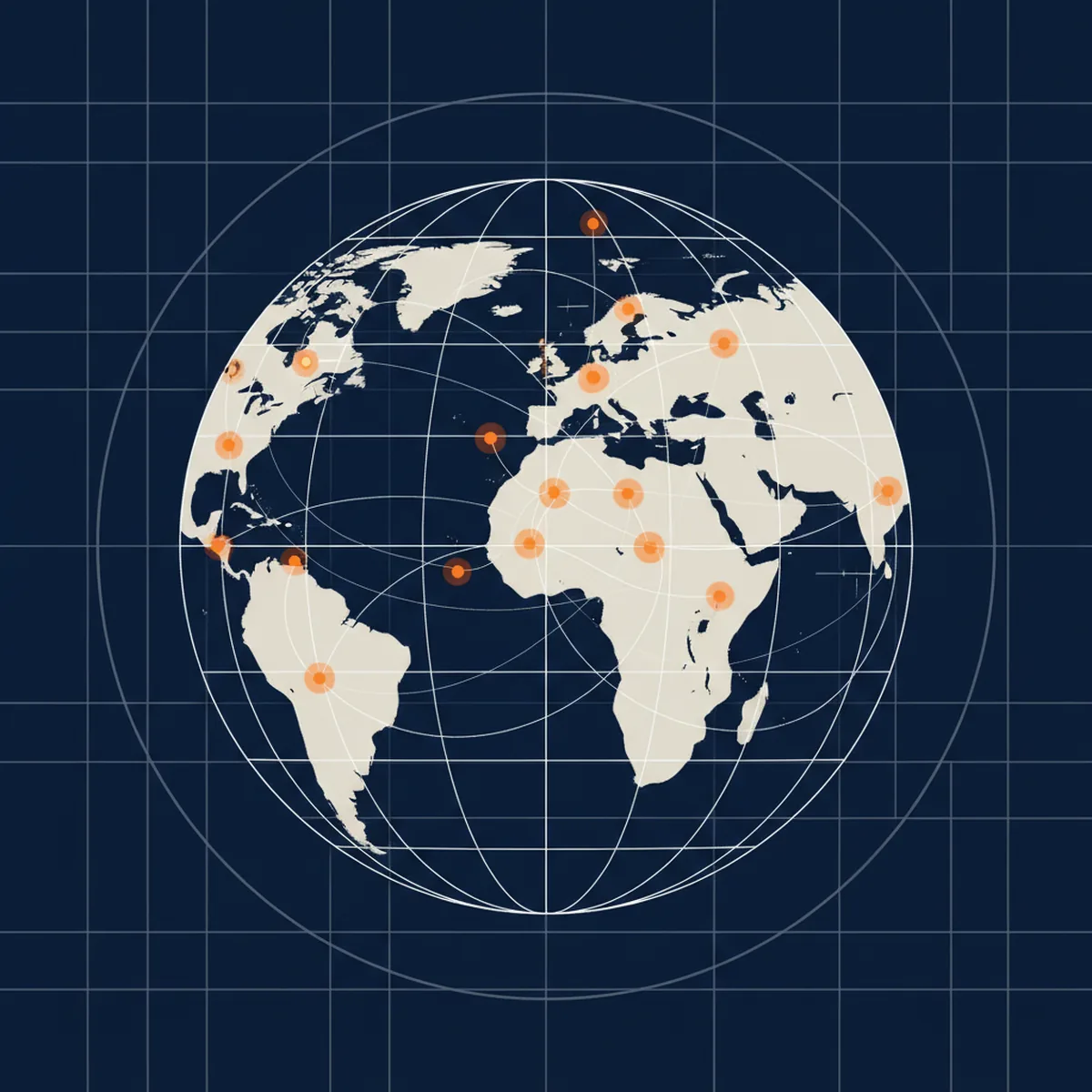 A futuristic digital globe with glowing data points representing AI answer engine nodes across different continents.