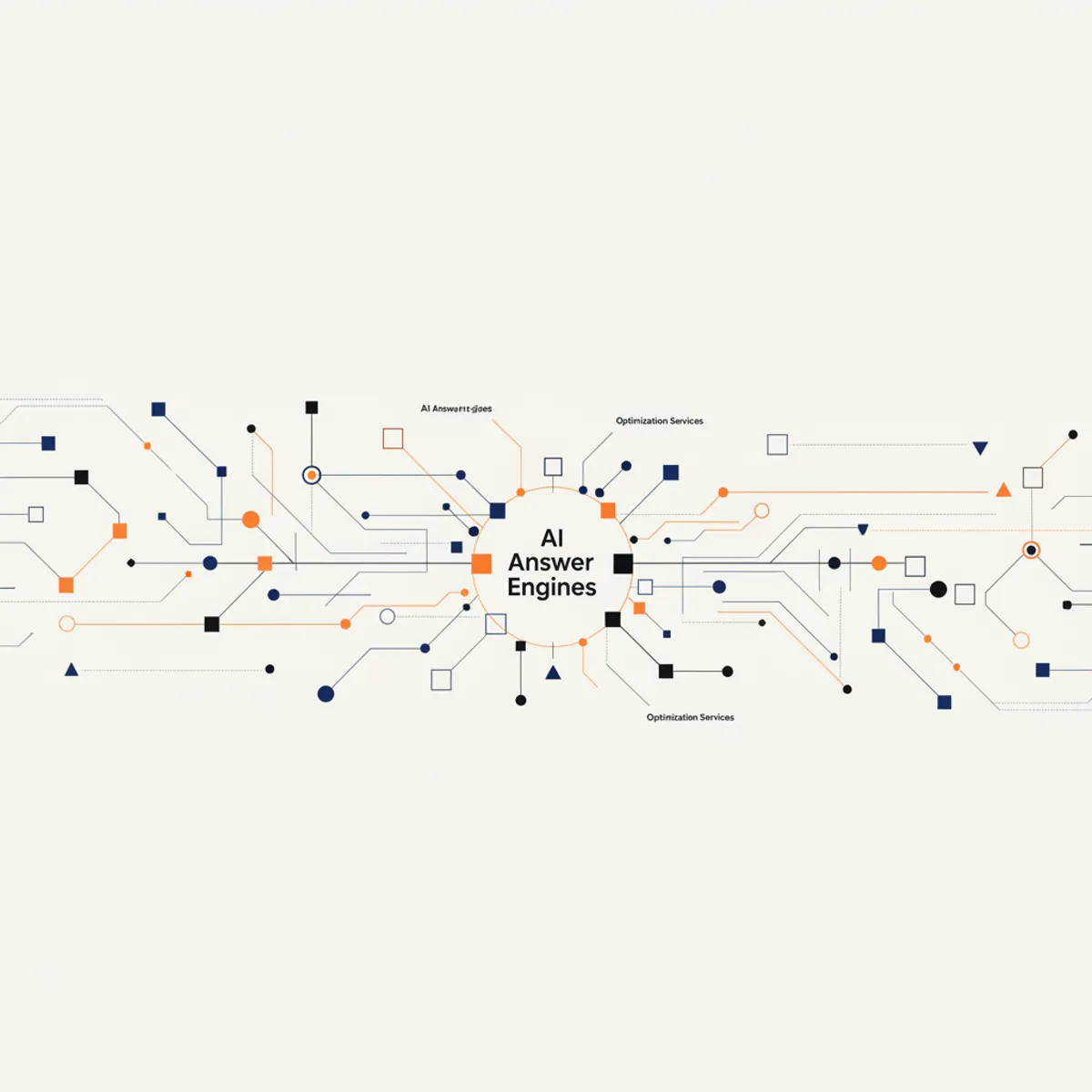 A complex network of nodes representing AI answer engine optimization services