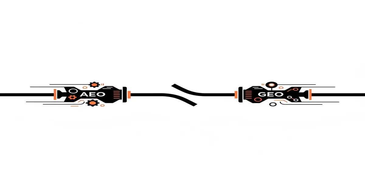 A clean, minimal illustration comparing two digital optimization paths for AI engines.