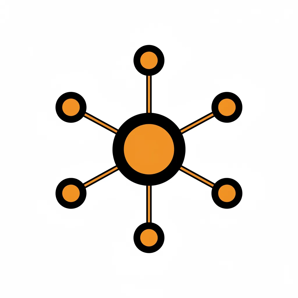 A diagram showing a central pillar page connected to multiple surrounding sub-topic nodes with bidirectional arrows.
