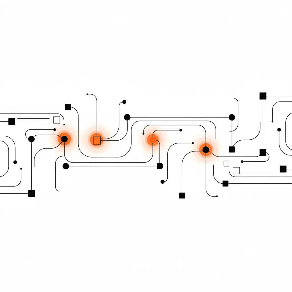 A minimal illustration showing a network of nodes representing a content cluster structure.