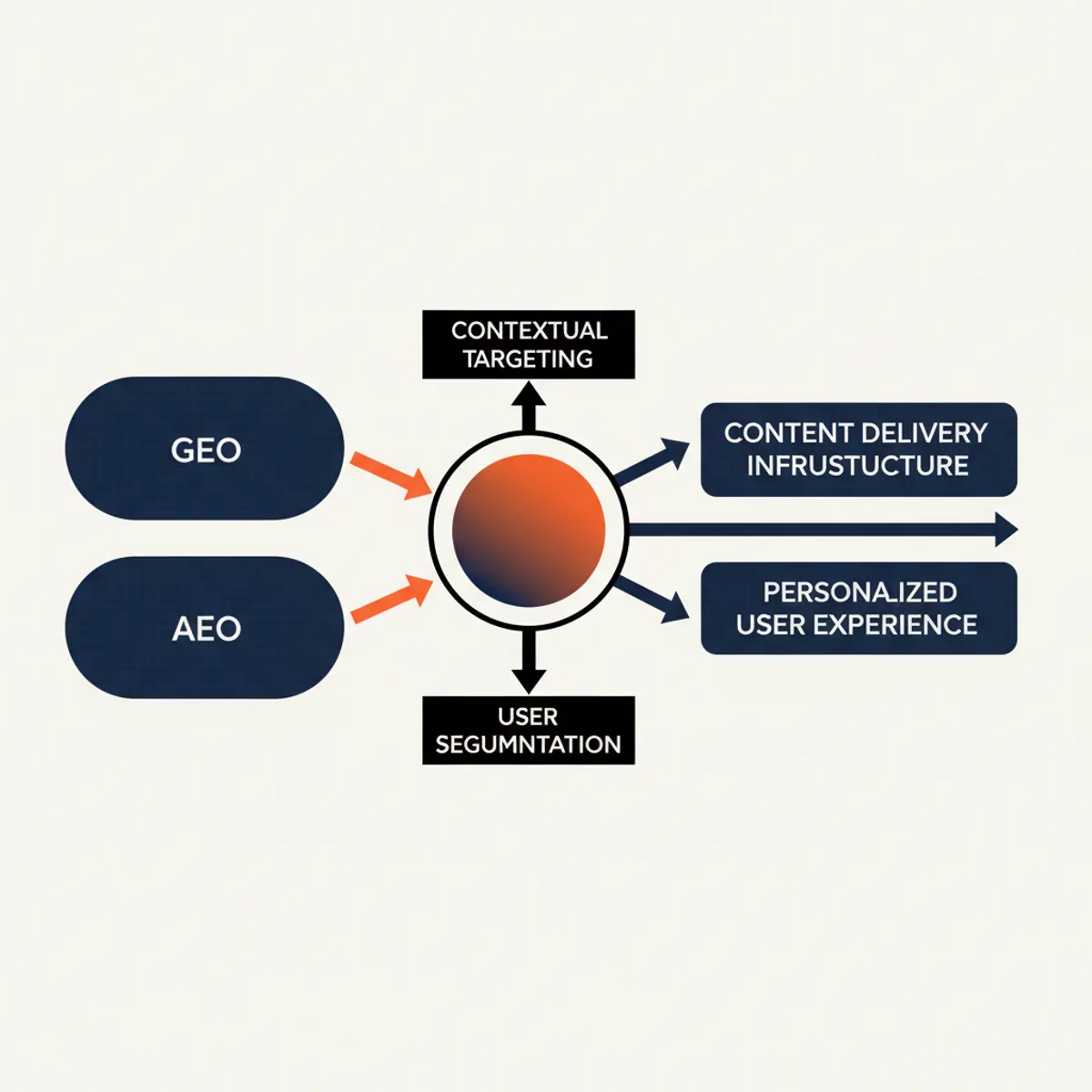 Flowchart showing the intersection of GEO and AEO in the content delivery pipeline