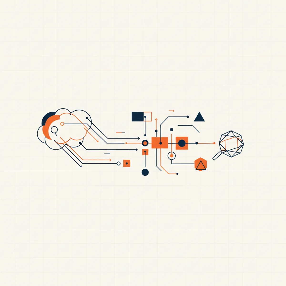 A conceptual digital interface showing a question being transformed into a structured data map for AI search engines.