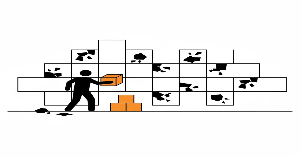 A technical illustration showing structured data blocks being aligned and fixed.