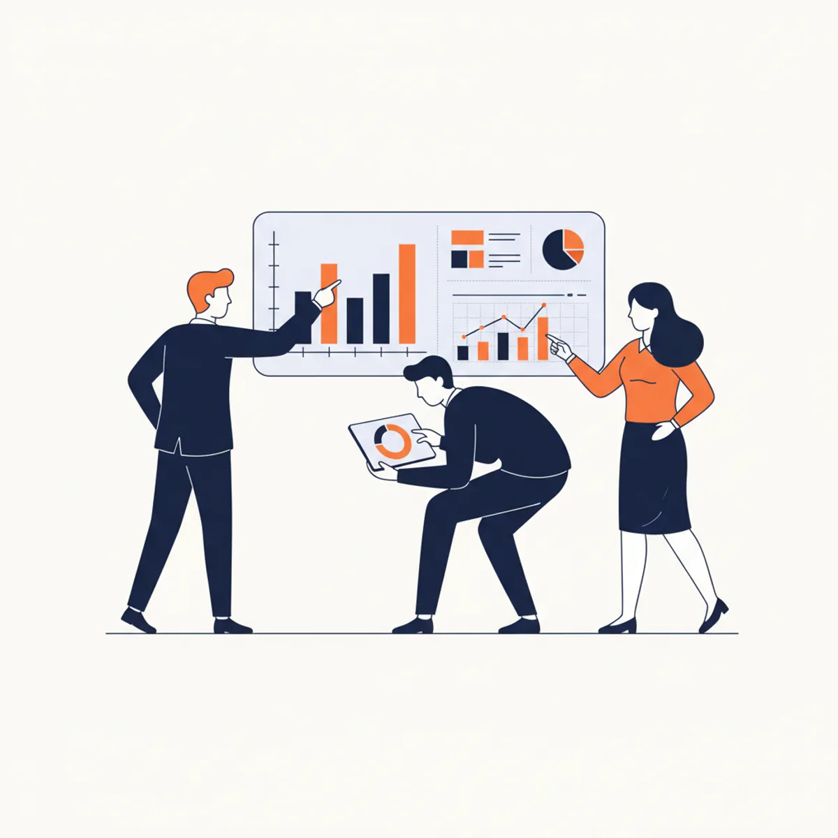 B2B professionals analyzing AI search engine performance on a dashboard