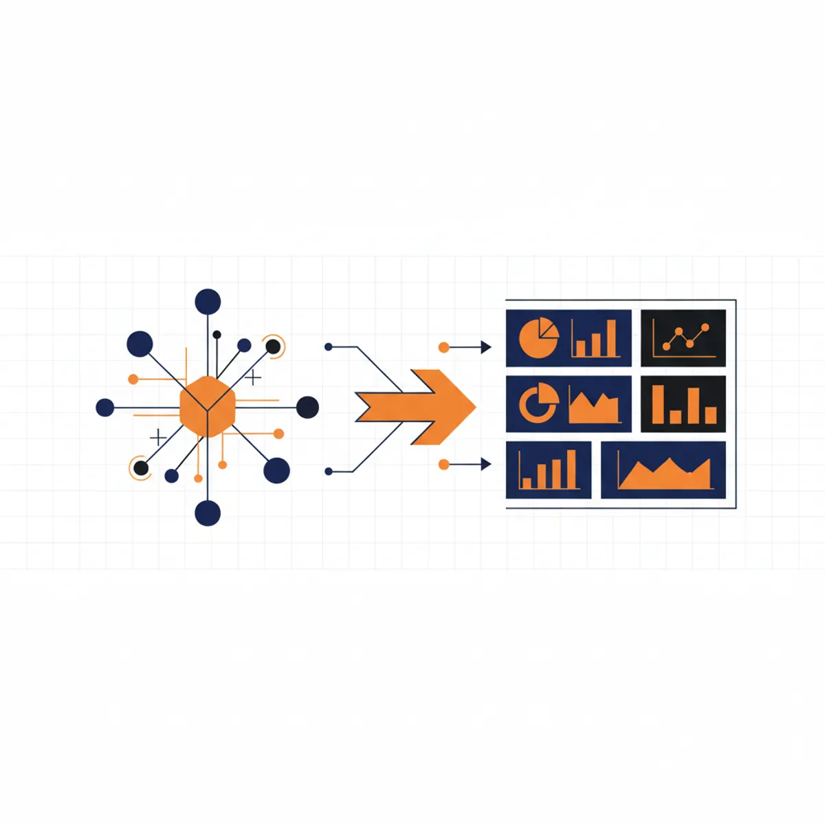 A digital representation of an AI neural network interfacing with a marketing dashboard.