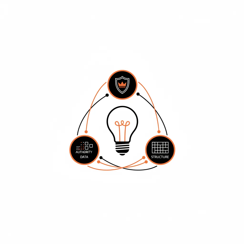 A professional illustration representing an AEO strategy with interconnected digital entities and AI nodes.