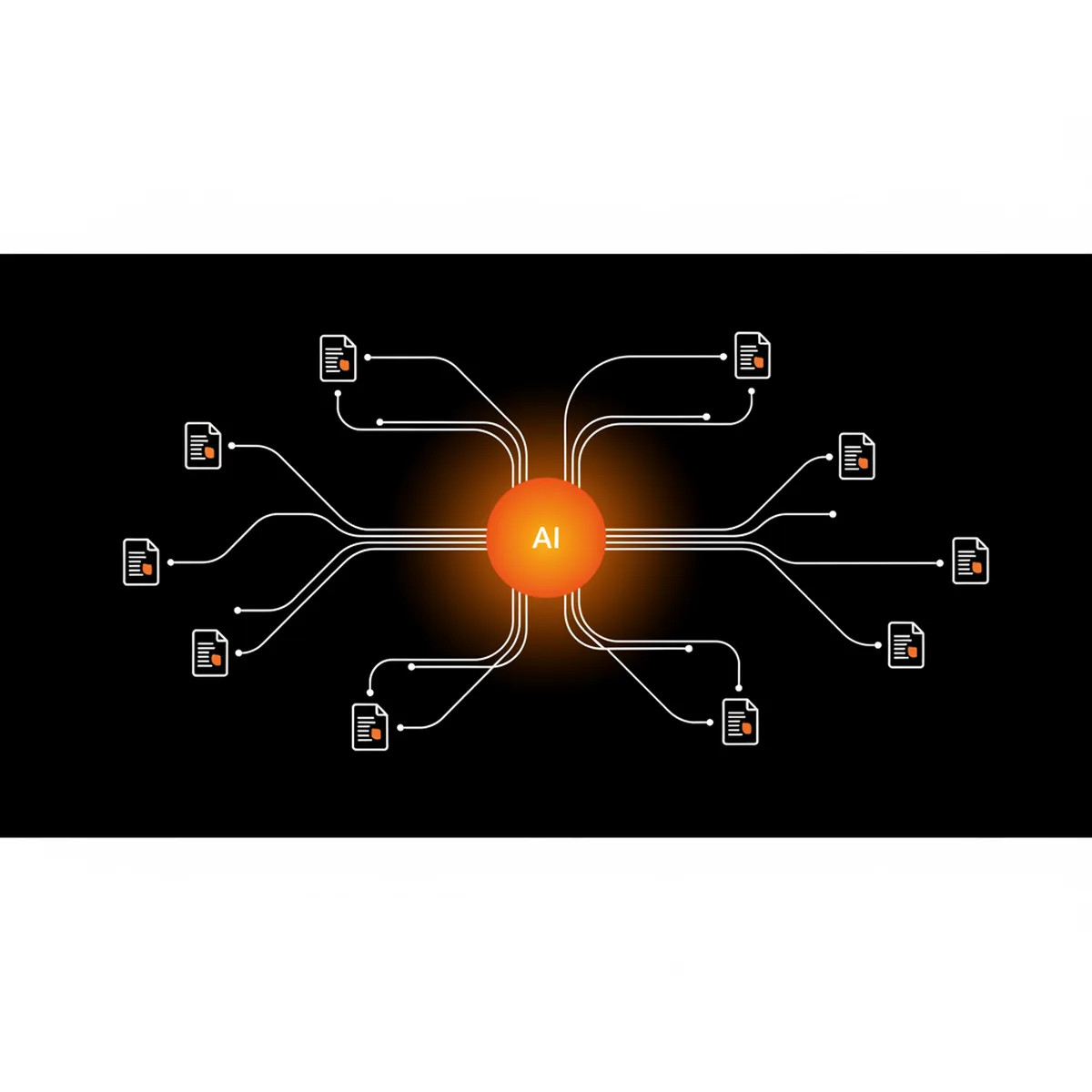 A stylized representation of an AI engine analyzing and citing various web sources.