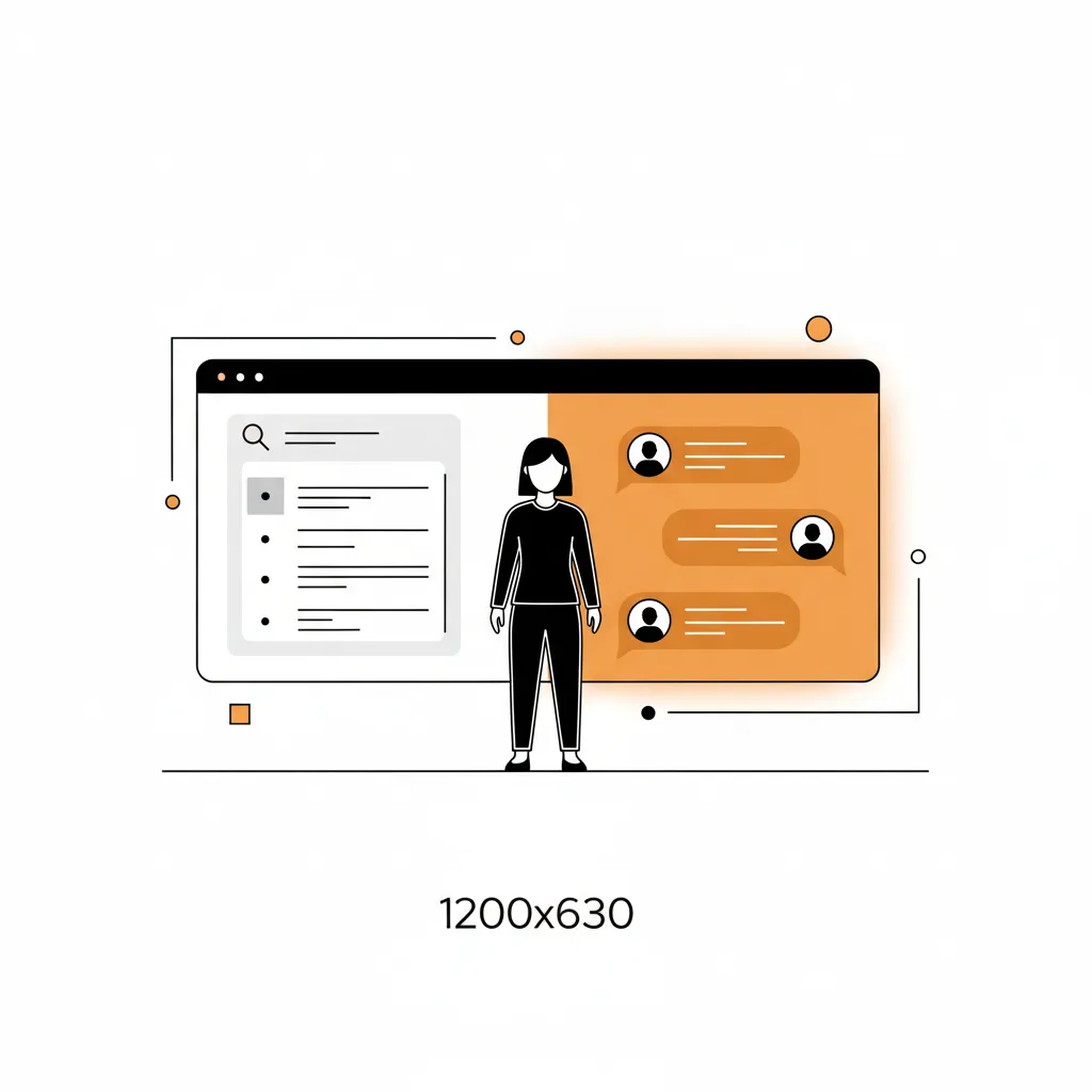 An illustration showing a user interacting with an AI interface that combines traditional search and direct answers.