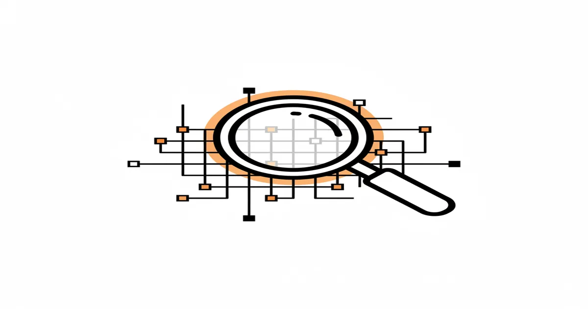 A professional illustration showing a structured data map leading to an AI interface.