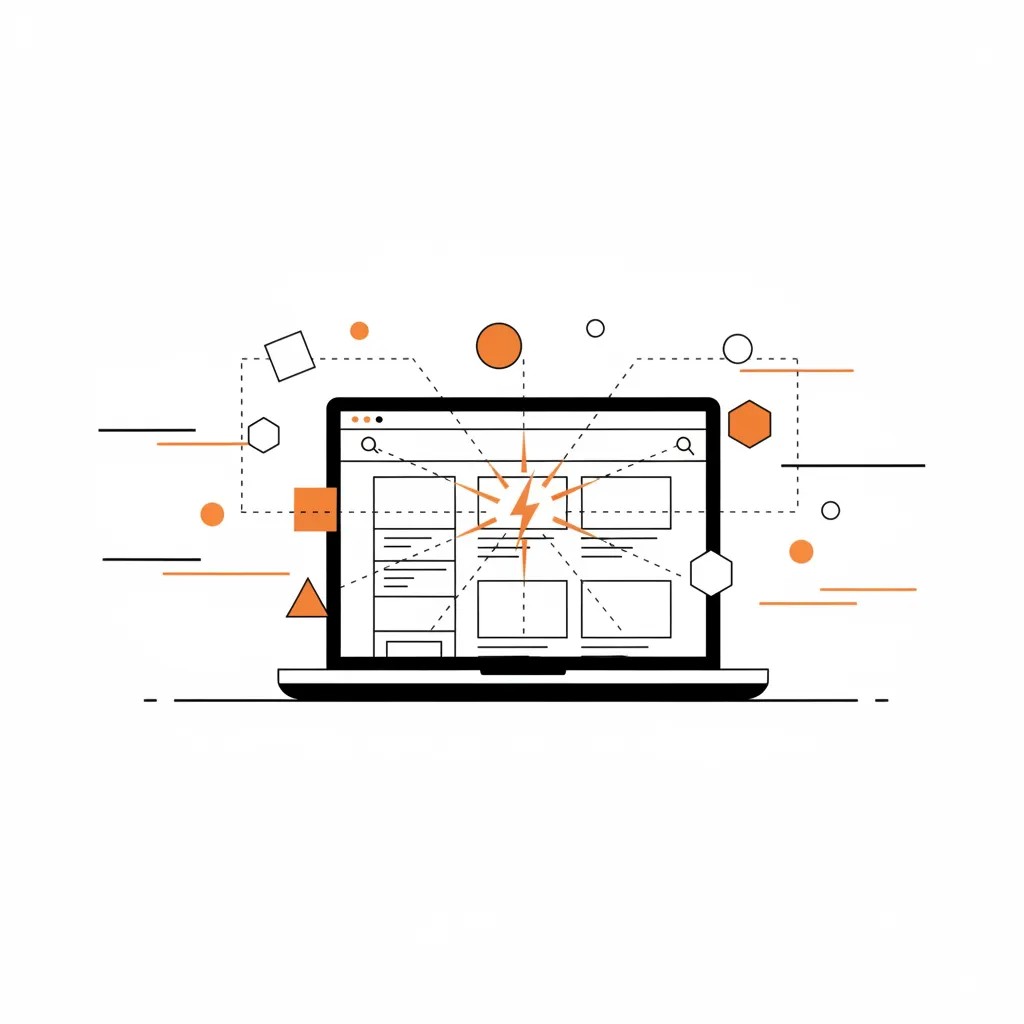 A minimalist illustration of a Shopify store interface being scanned by an AI lens, highlighting product entities.