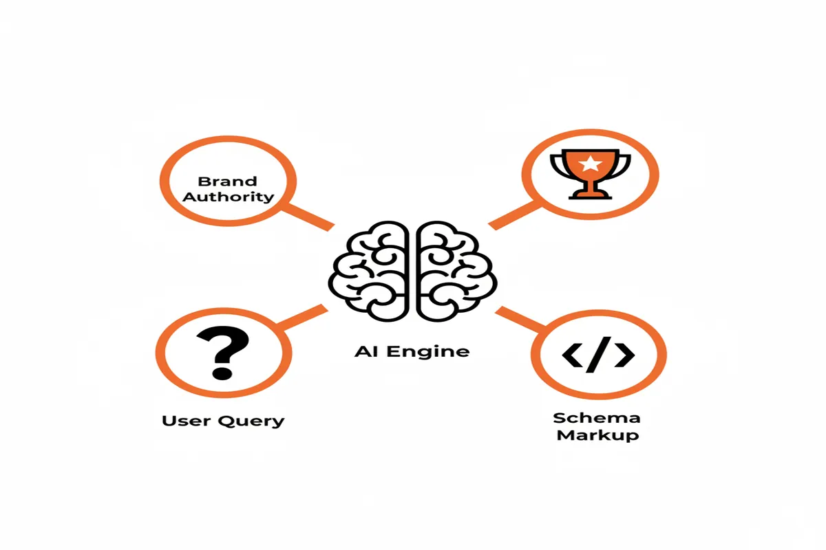 A diagram showing the relationship between a user query, an AI Answer Engine, and a website's structured data.