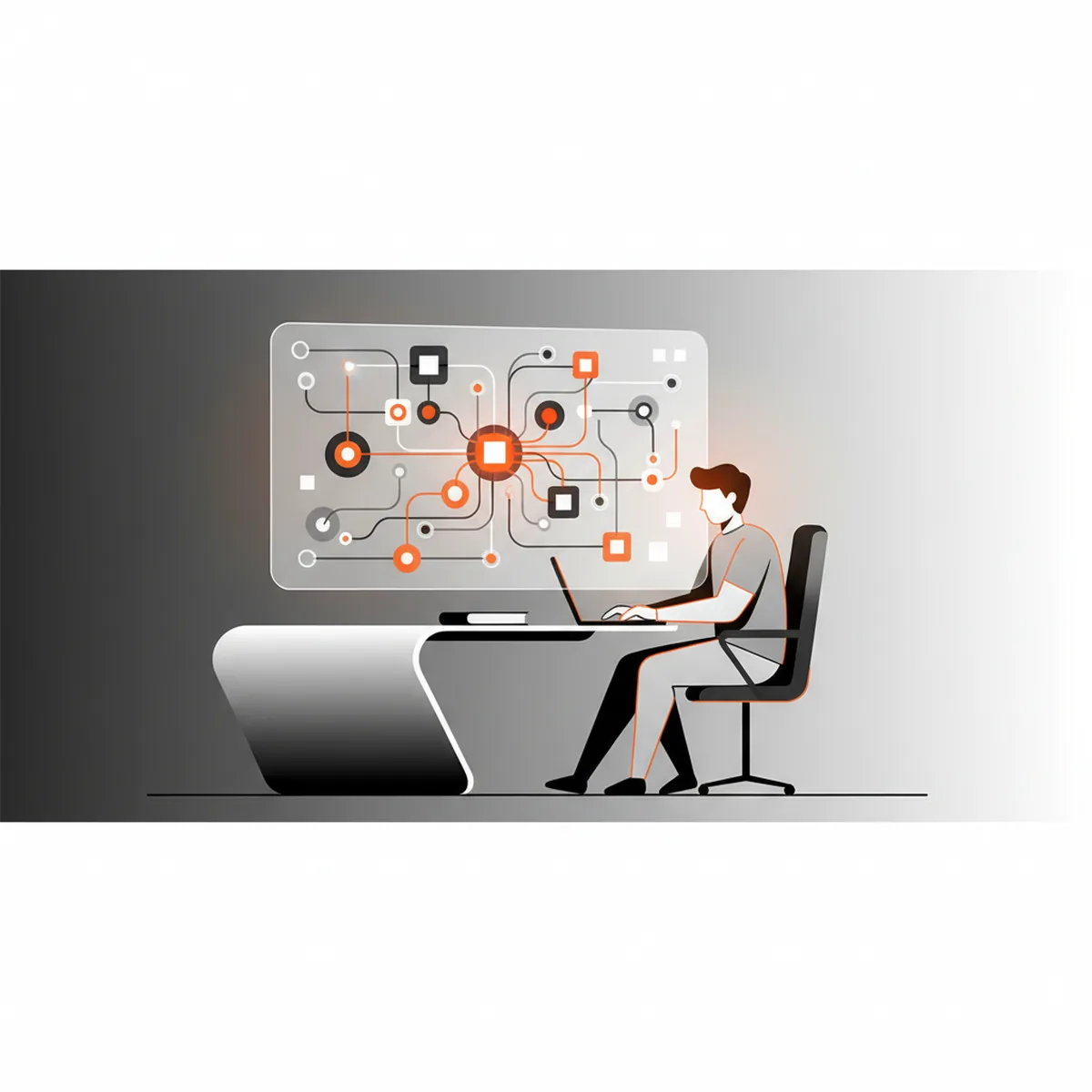 A professional illustration showing the intersection of human writing and AI search technology.