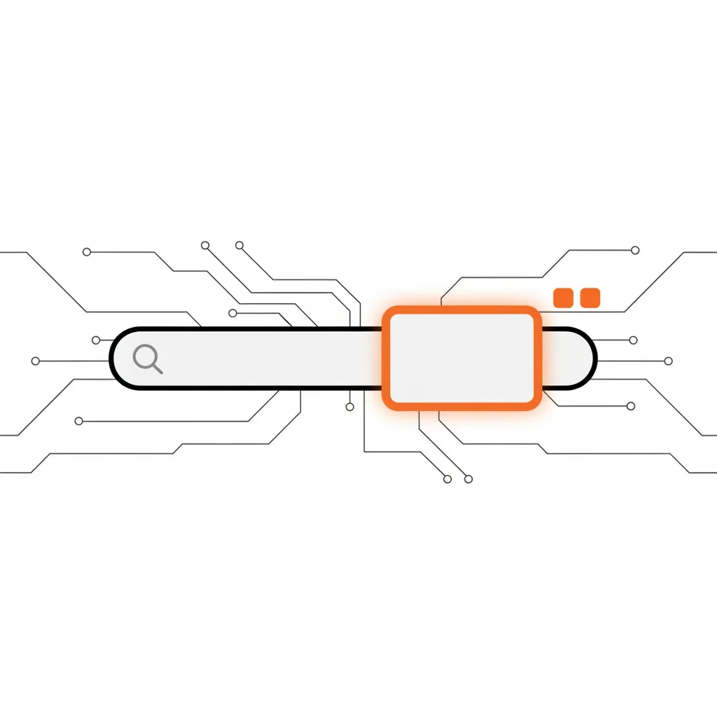 A minimalist representation of a search bar providing an instant answer without a list of links.