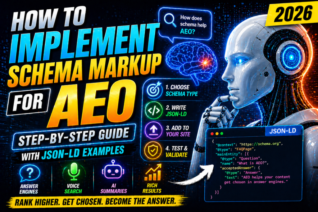 how to implement schema markup for AEO